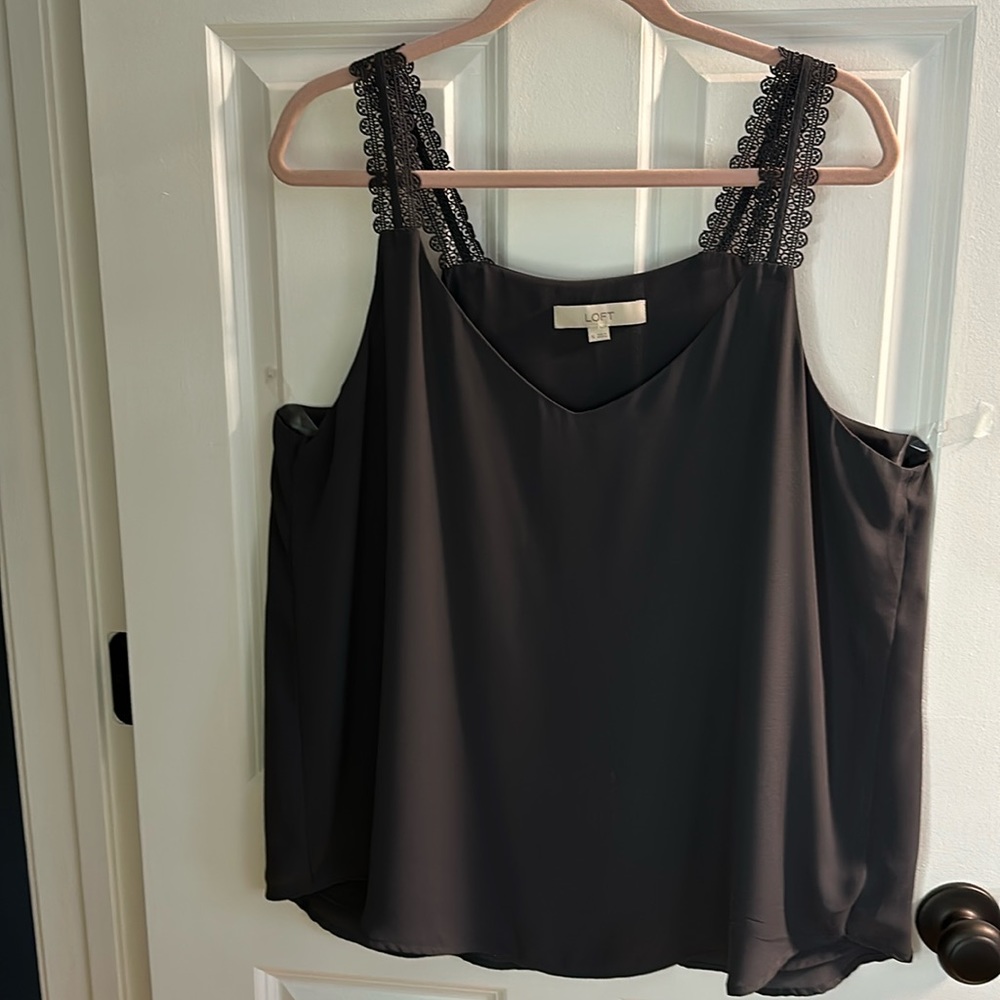 Loft Gray camisole with laced straps